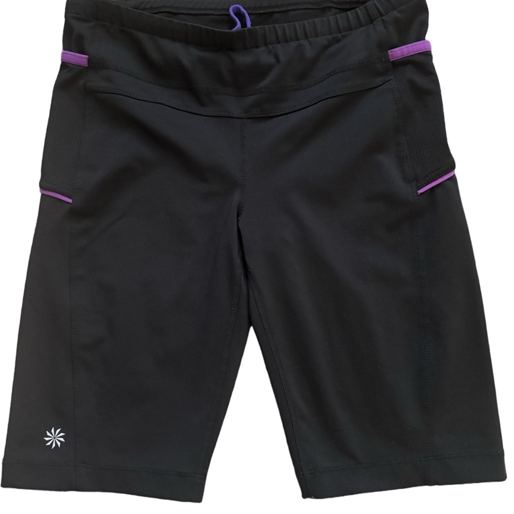 Athleta Women’s Black and Purple Compression Cycling Shorts Small
